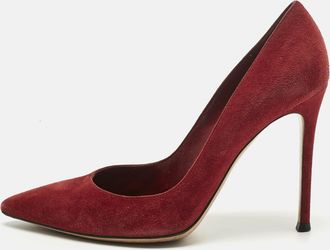 Gianvito Rossi Burgundy Suede Pointed Toe Pumps