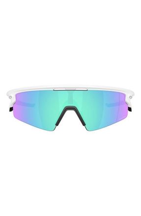 Oakley Sphaera Strike Rectangular Shield Sunglasses in Matte White /Prizm Sapphire at Nordstrom