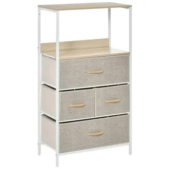 HOMCOM Cajonera de tela 58x29x103 cm gris claro