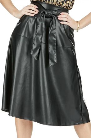 Jade Yoga Pleather Midi Skirt In Black