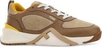 Fendi Mens Flow Sneaker Brown Leather Suede