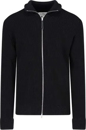 Maison Margiela Ribbed Knit Cardigan with High Collar