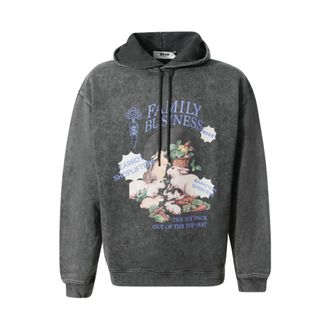 Msgm Hoodies, male, Gray, Size: L Family Business Hooded Sweatshirt