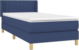 vidaXL Cama Box Spring Con Colch&oacute;n Tela Azul 90x190 Cm Vidaxl