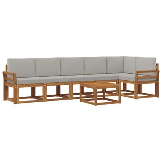 vidaXL Conjunto De Sof&aacute;s De Exterior 7 Pcs Gris Natural Y Claro Vidaxl