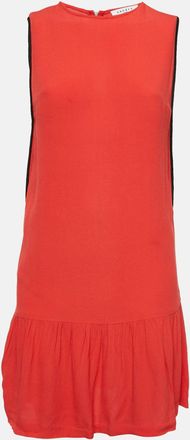 Sandro Red Crepe Sleeveless Flounce Mini Dress