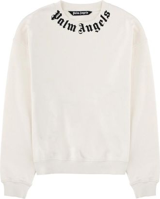 Palm Angels White Logo Crew Neck Sweatshirt