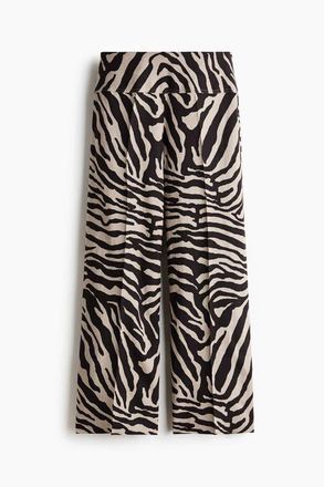 H&M Flared Linen-blend Trousers in Light Beige/zebra Print at Nordstrom, Size 10