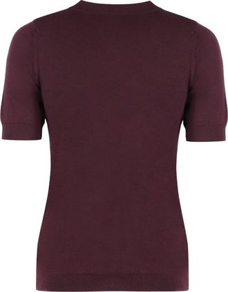 Etro Womens Short-Sleeve Wool Sweater Burgundy