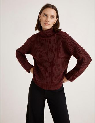 Finery Albie Roll Neck Knitted Jumper in Burgundy at Nordstrom, Size 12