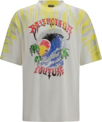 Balenciaga Mens T-Shirt Extreme Tie Dye Full White Cotton T-Shirts And Polos