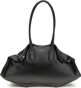 Alexander McQueen Womens Shoulder Bag Manta Black-Silver Calf Leather (bos Taurus) Black/silver