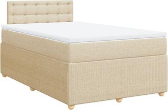 vidaXL Cama Box Spring Con Colch&oacute;n Tela Color Crema 120x200 Cm Vidaxl
