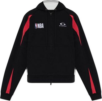 Balenciaga Zip-throughs, male, Black, Size: 2XS NBA Collaboration Oversized Zip-Up Hoodie