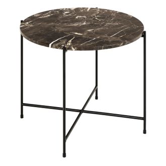 Furniture To Go Avila Side Table with Brown Marble Top 52x40cm | Size: 52x40 cm