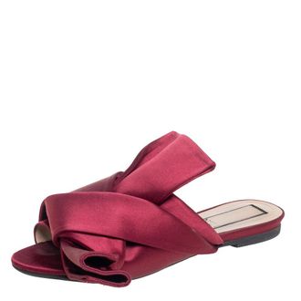 N&deg;21 N21 Burgundy Satin Knotted Flats