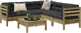 vidaXL Juego De Sof&aacute;s Jard&iacute;n 6 Pzas Con Cojines Madera Pino Impregnada Vidaxl