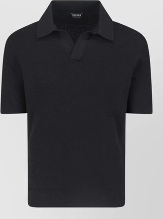 Ermenegildo Zegna polo collar textured knit short sleeve shirt