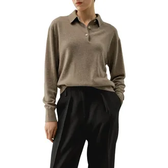 LilySilk Womens Baby Cashmere Polo Shirt in Dolma at Nordstrom, Size X-Small
