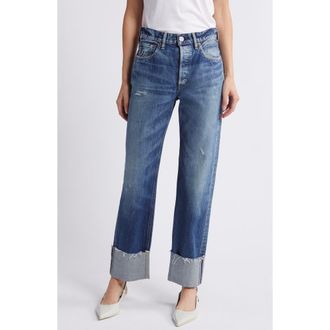 Moussy Vintage MV Bardmoor Distressing Straight Leg Jeans in Blue at Nordstrom Rack, Size 29