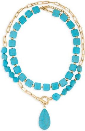 Saachi Layered Stone Charm Necklace in Turquoise at Nordstrom Rack
