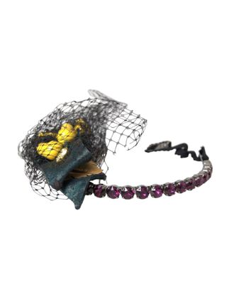 Dolce & Gabbana Womens Black Lemons Sicily Purple Crystal Net Headband Diadem Accessory