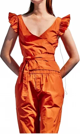 Susanne Bommer Cache-Coeur Wrap Top In Coral