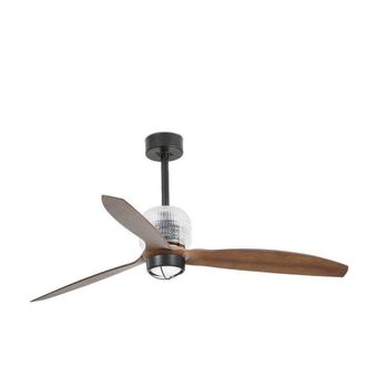 Netlighting Deco Fan 128cm Black Wood Ceiling Fan with DC Motor 3000K Light