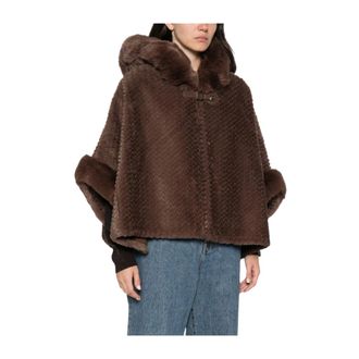 Liu Jo Abrigo Corto de Pelo Sint&eacute;tico - Jackets - Mujer - Marr&oacute;n - ONE SIZE