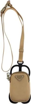 Prada Pre-owned Mini Bags, female, Beige, Size: ONE SIZE Pre-owned Nylon Tessuto Logo Pouch