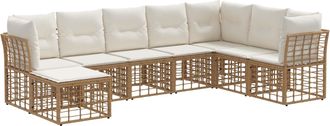 vidaXL Conjunto De Sof&aacute;s De Exterior Natural Poli&eacute;ster Vidaxl