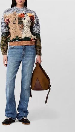 Stella McCartney virgin wool intarsia knit high neck jumper