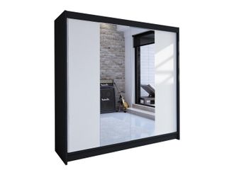 Mirjan24 Armario Closico Cavaris Ii, Negro + Blanco, 215x180x58cm, Puertas De Armario: Correderas, N&uacute;mero De Estantes: 5