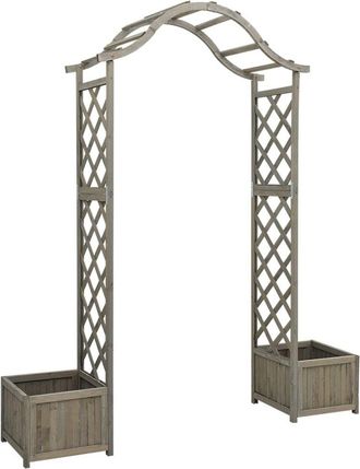 vidaXL Garden Pergola with Planter Gray Solid Firwood
