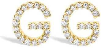 House of Brilliance 10K Gold 1/10 Cttw Diamond Initial A to Z Stud Earring in Yellow Gold | G at Nordstrom