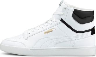 Puma Unisex Shuffle MID Sneaker, White White Black Team Gold, 6 UK
