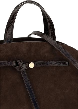 Tory Burch Womens Shoulder Bag Romy Suede Dark Cocoa