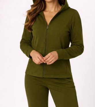 French Kyss Zip Up Hoodie In Army Green