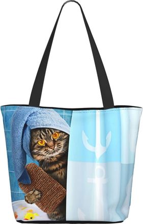 AOOEDM Cat Taking A Baths Ladies Shopping Bag 13x11x7in.The Perfect ValentineS Day Gift.It Is The Best ValentineS Day Gift For Mom, Daughter, Wife,Etc
