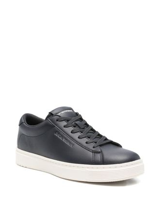 Emporio Armani Leather Low-Top Sneaker - Black