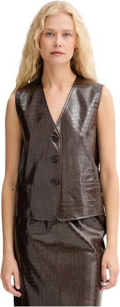 Isabelle Blanche Jassen, Dames, Bruin, S, Polyester, Imitatielederen Vest