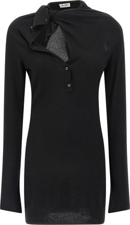 The Attico Womens Black Virgin Wool Short Dress
