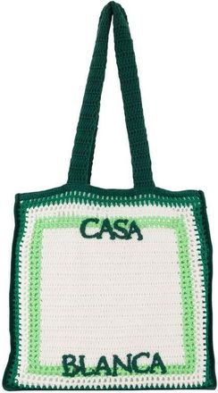 Casablanca Crocheted Cotton Tote Bag Green
