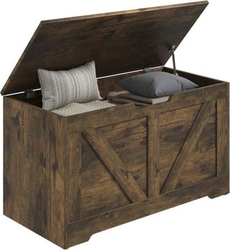 HOMCOM Storage Trunk for Living Room, with Safety Hinges, 80cm, Rustic Brown - Homcom