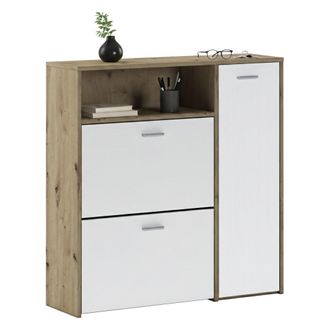 Dmora Muebles De Entrada Adriatico, Entrada Para Perchas, Composici&oacute;n Para Atrio, Consola De Almacenamiento Multifunci&oacute;n, 92x27h94 Cm, Roble Y Blanco - Dmor