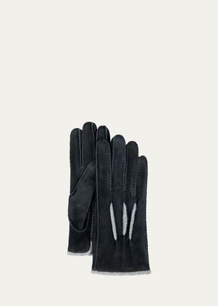 Bergdorf Goodman Mens Suede & Cashmere Gloves