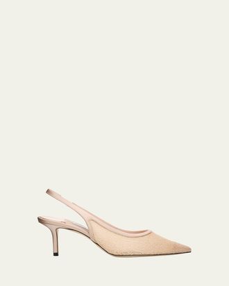 Jimmy Choo London 65mm Love Lace Satin Slingback Pumps