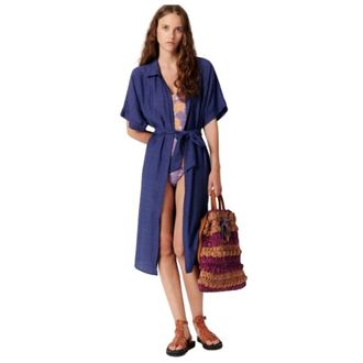 Sessun Minola Overhemdjurk - Dames - Casual kleedjes - Blauw - XS - Kleedjes
