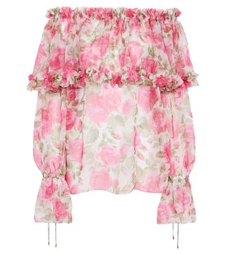 Chlo&eacute; Pink Floral Off Shoulder Top