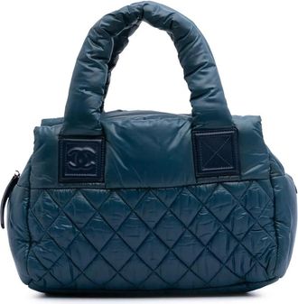 Chanel Borsa tote Coco Cocoon piccola in nylon trapuntato 2009-2010 - Blu